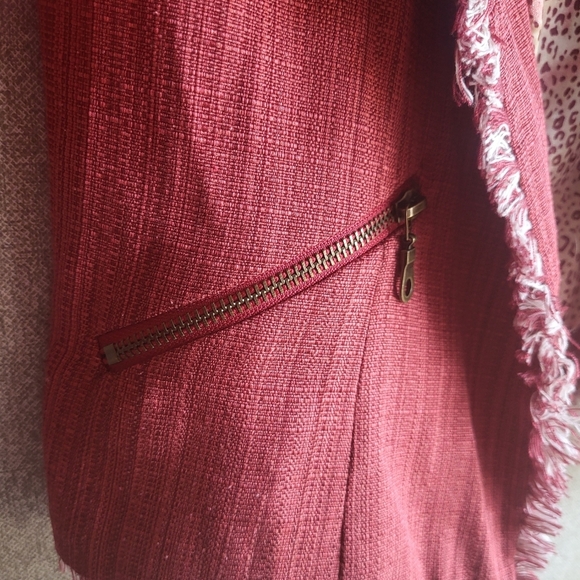 Glam Los Angeles Charlotte Fringe Cayenne Red‎ Blazer Jacket Medium Feminine - Picture 5 of 7